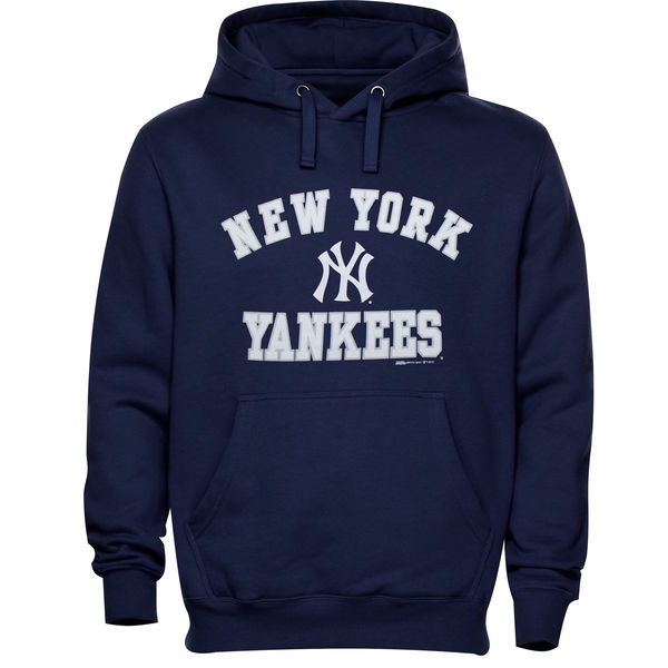 Men New York Yankees Stitches Fastball Fleece Pullover Hoodie Navy Blue